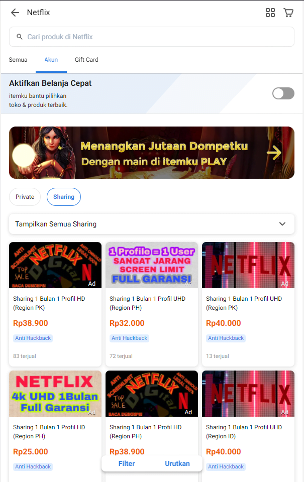 tempat jual netflix murah